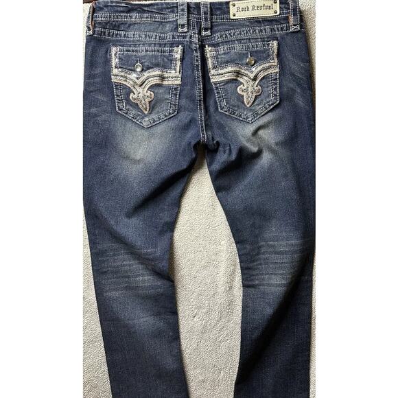 Rock Revival Betty Easy Boot Stretch Rhinestone Embroidery Pockets Jean Size 34 - Picture 3 of 10